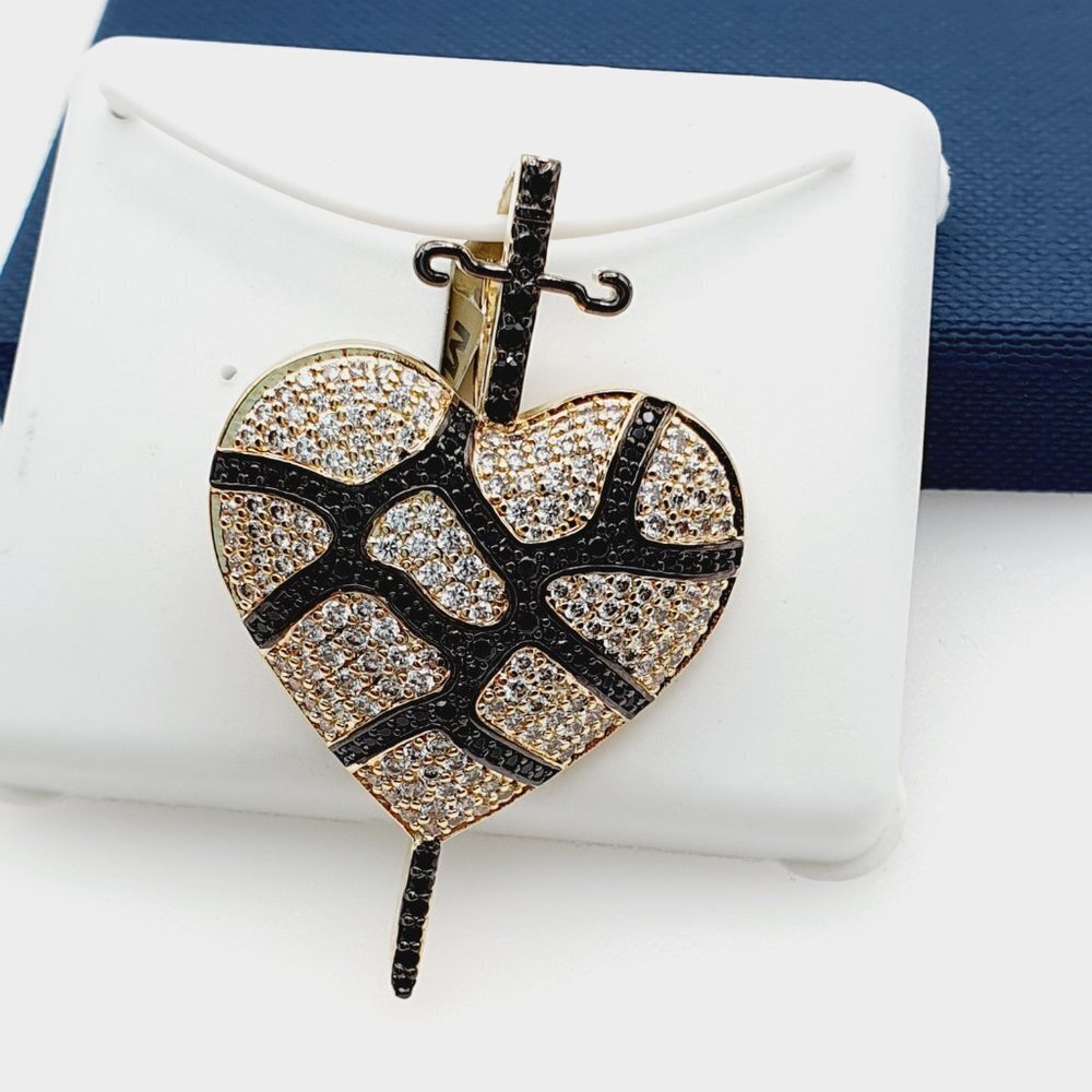 "14K Gold Plated Cubic Zircon Pendant, EVBRS524
